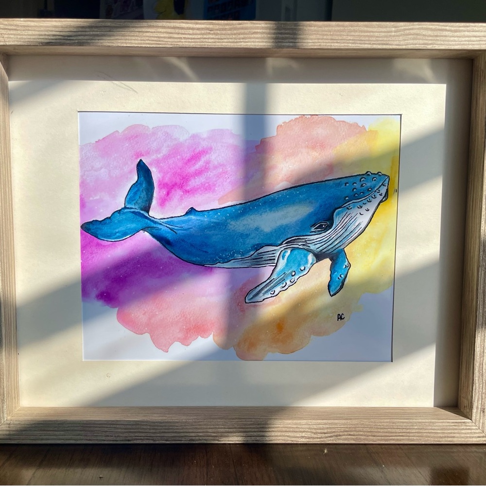 Whale Watercolor Art Print - Picture 2 of 3